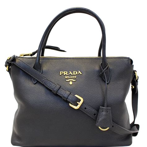 prada black leather tote bag